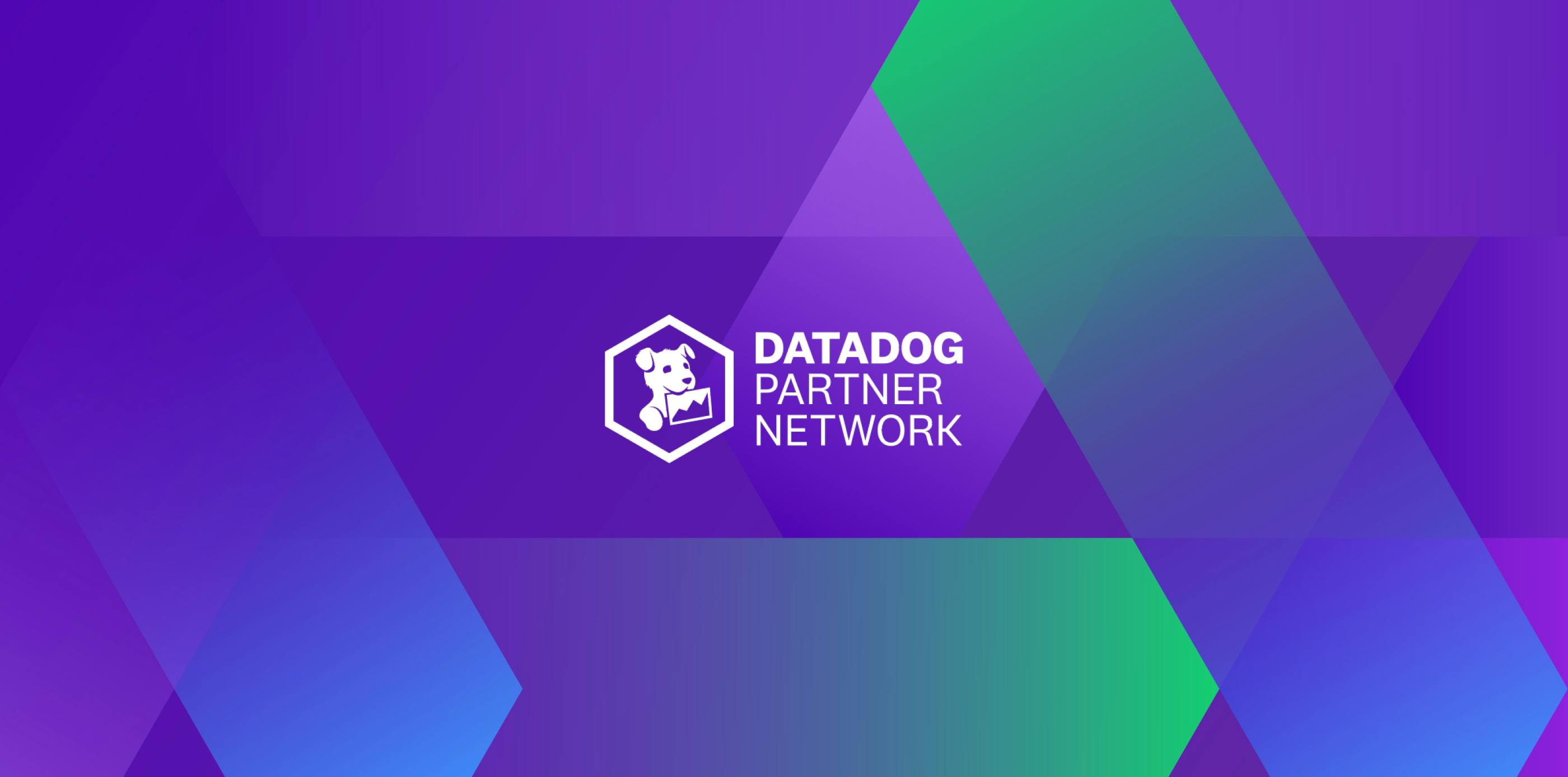Datadog Partner Network logo in white on a purple, blue and green abstract background.
